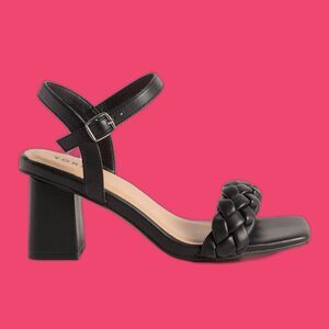 Torrid Braided Single Band Block Heels Size 10WW Black Wide Feet Sandle 41940101